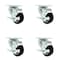 Service Caster 3.5 Inch Maroon Polyurethane Wheel Swivel Top Plate Caster Set with Brake SCC SCC-20S3514-PPUB-MRN-TLB-4 - alternate 1